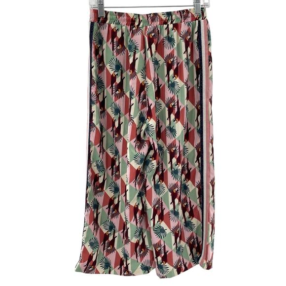 WEEK& Art Deco Parrot Print Beach Swim Cover Up Cropped High Waisted Pants Med. - Picture 6 of 9